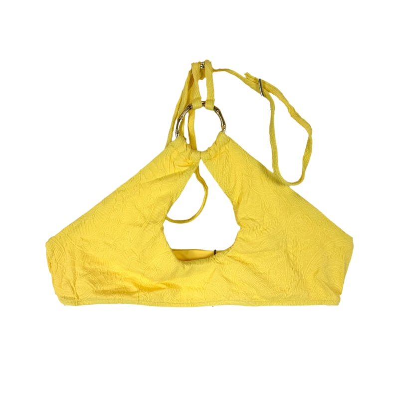 Yellow Embossed Halter Bikini Top – L, XL, XXL Large