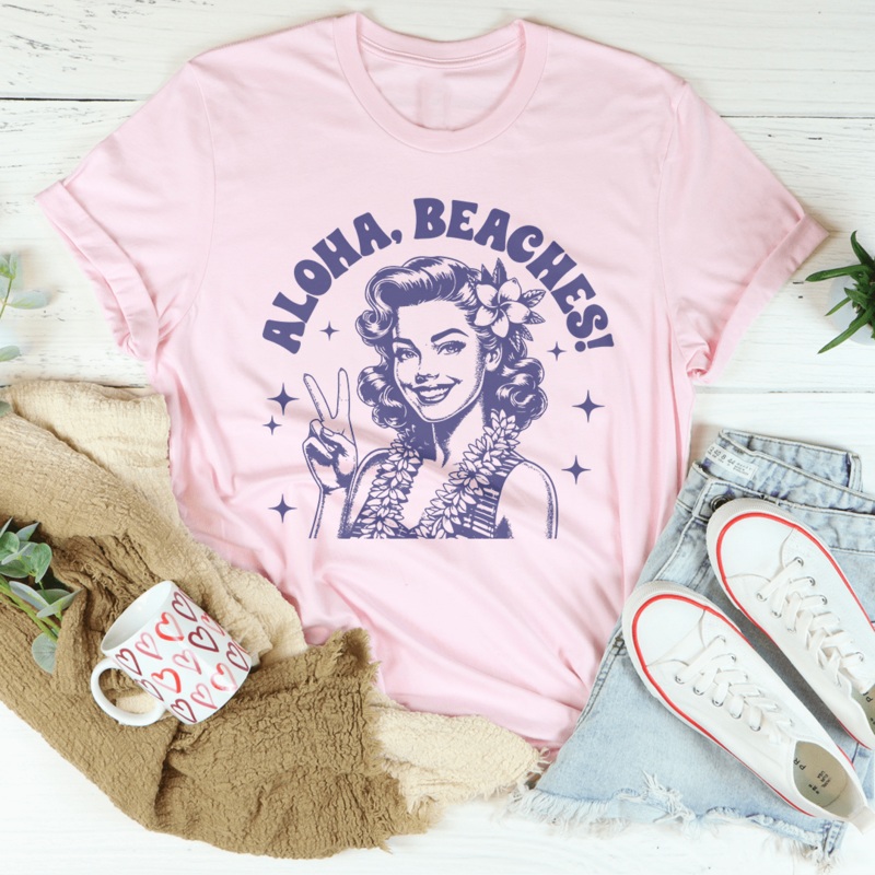 Aloha Beaches Tee Mustard S