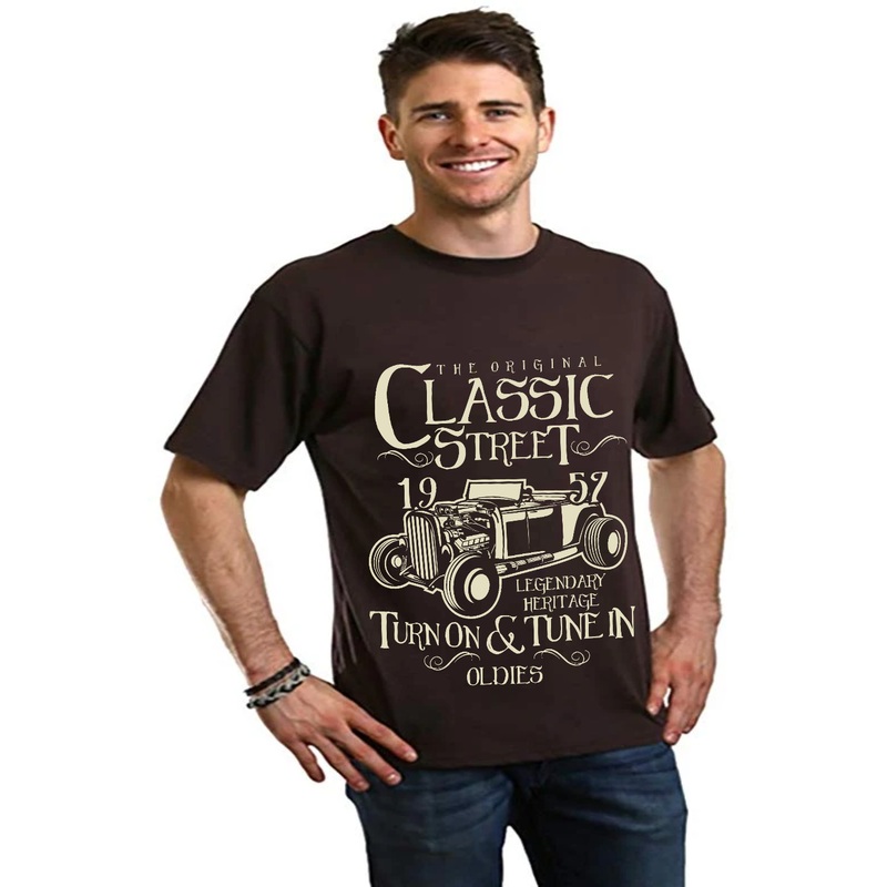 Hot Rod Classic Men’s Bamboo Viscose/Organic Cotton Short Sleeve Graphic T-Shirt Medium Black