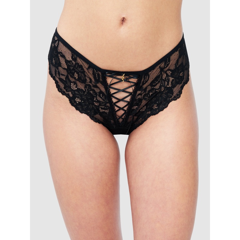 Mabel Lace Up Front Tanga Black S