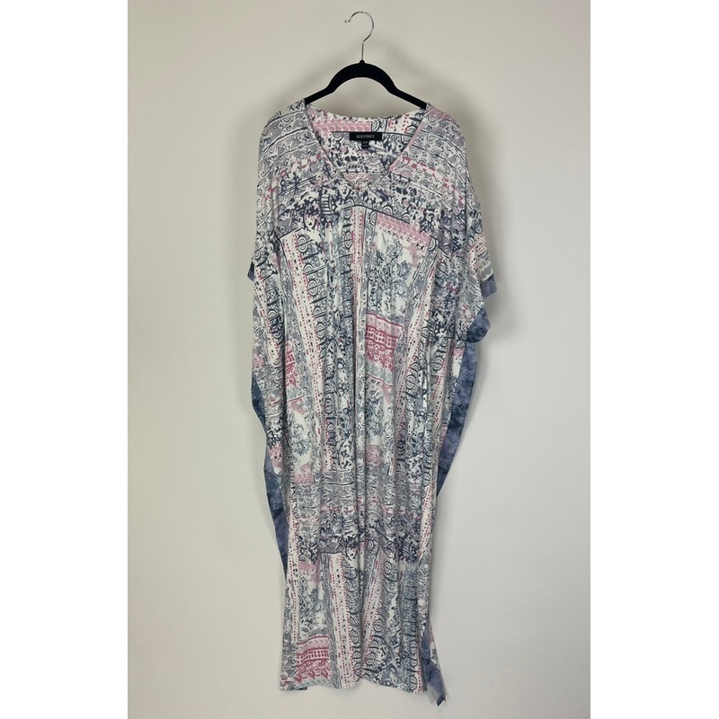 Pink and Blue Abstract Caftan Dress – Size 8/10