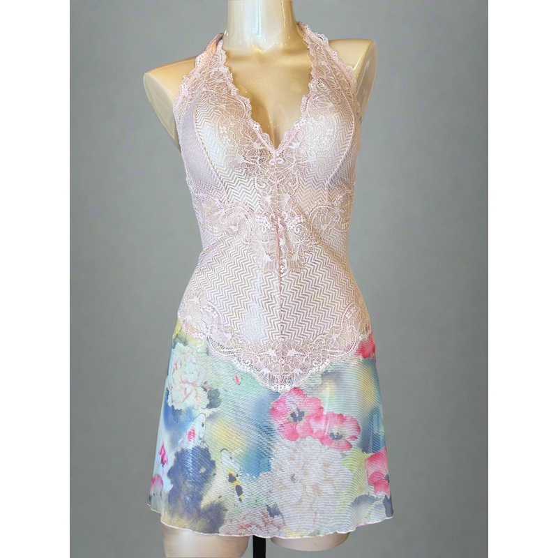 Samantha Chang Flaunt Halter Chemise & Thong Lingerie XLarge Koi Garden