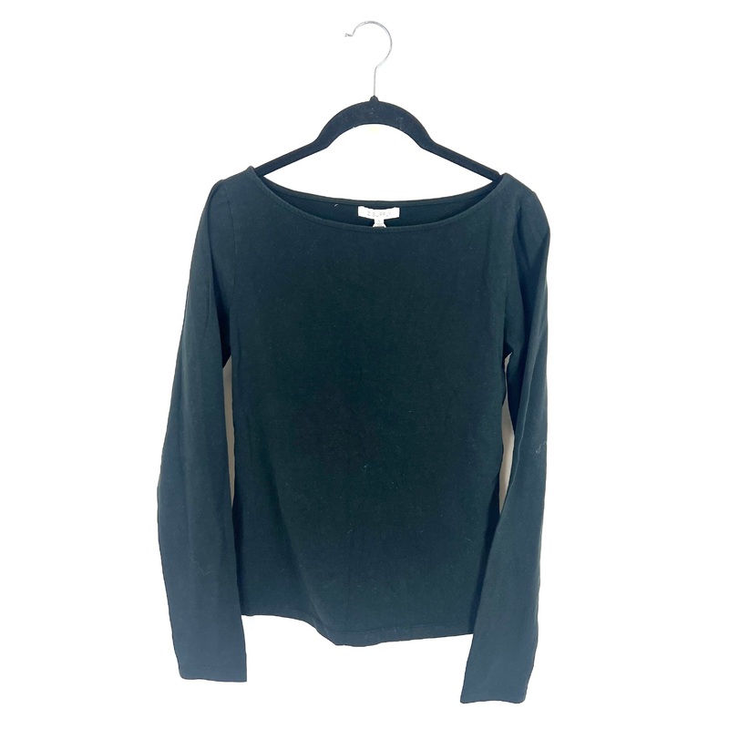 Black Boat Neckline Long Sleeve Top – Size 4/6