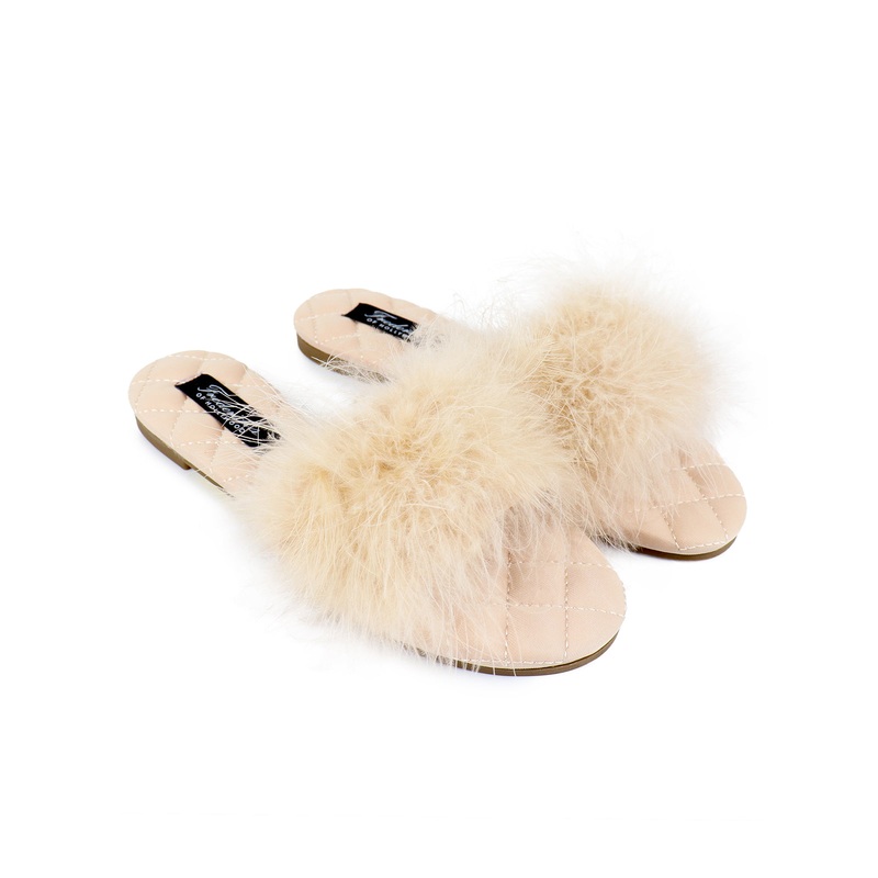 Maxim Feather Flat Sandal Champagne 5.5
