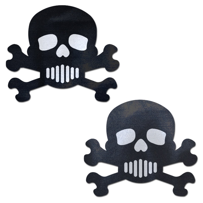 Skull: Black and White Skull & Crossbones Nipple Pasties by Pastease o/s