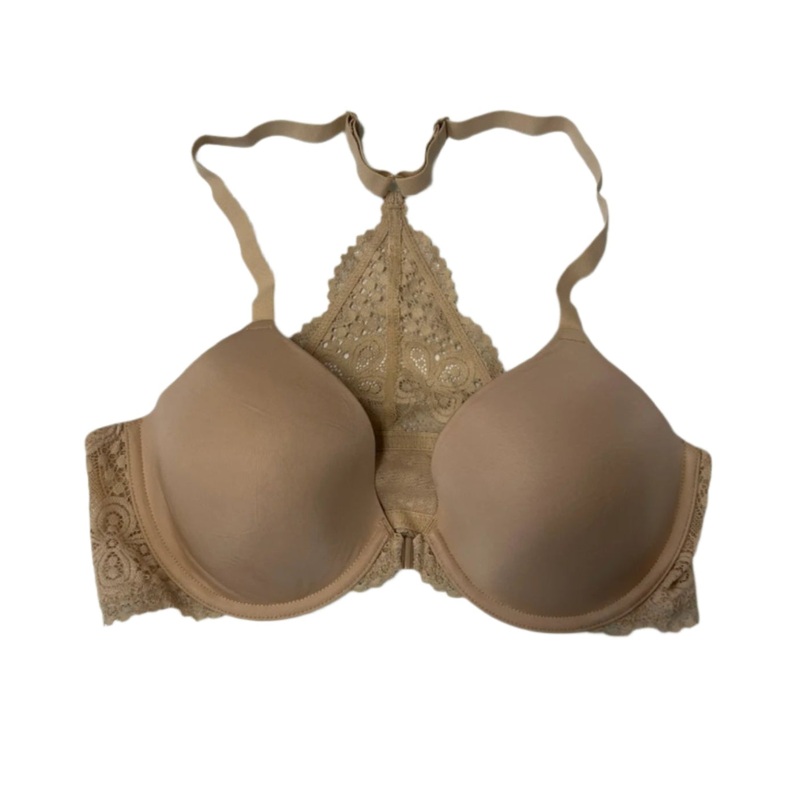 Tan Front Closure Lace Racerback Bra – 34B