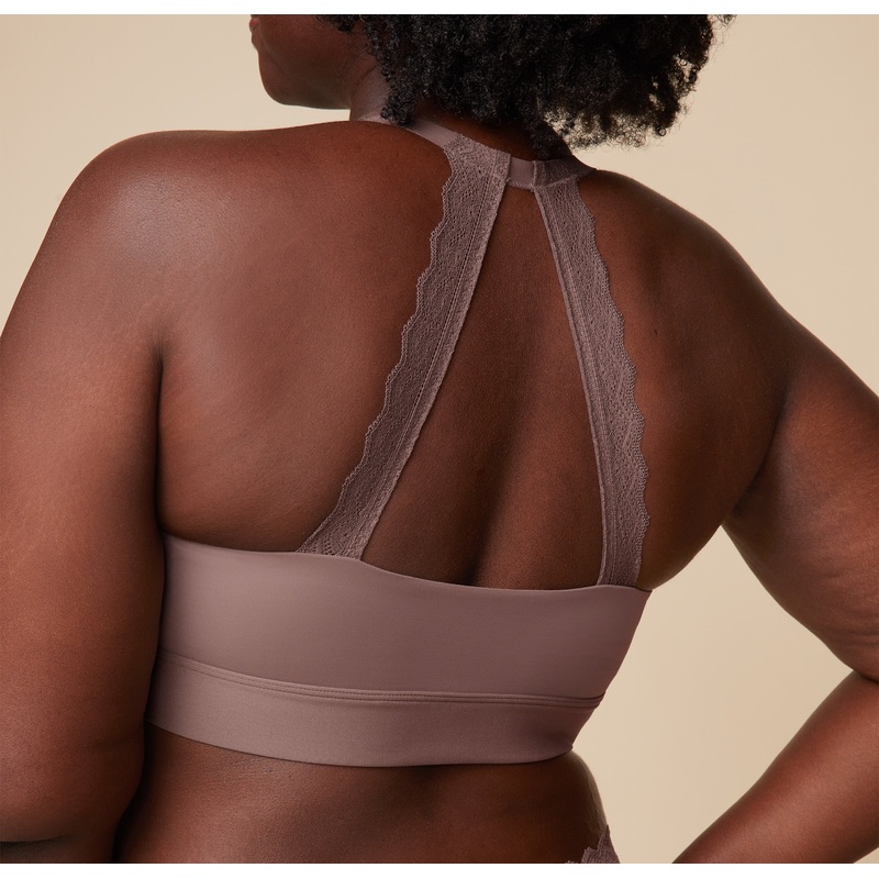 Bliss Lace Halterneck Bralette – Mauve Mauve XS