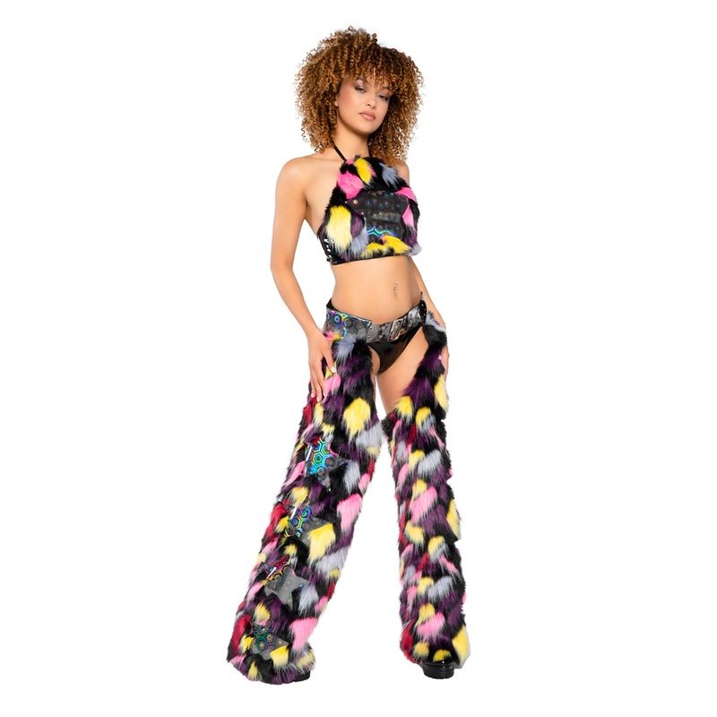 Faux Fur/Vinyl Star Halter Punk Princess S/M