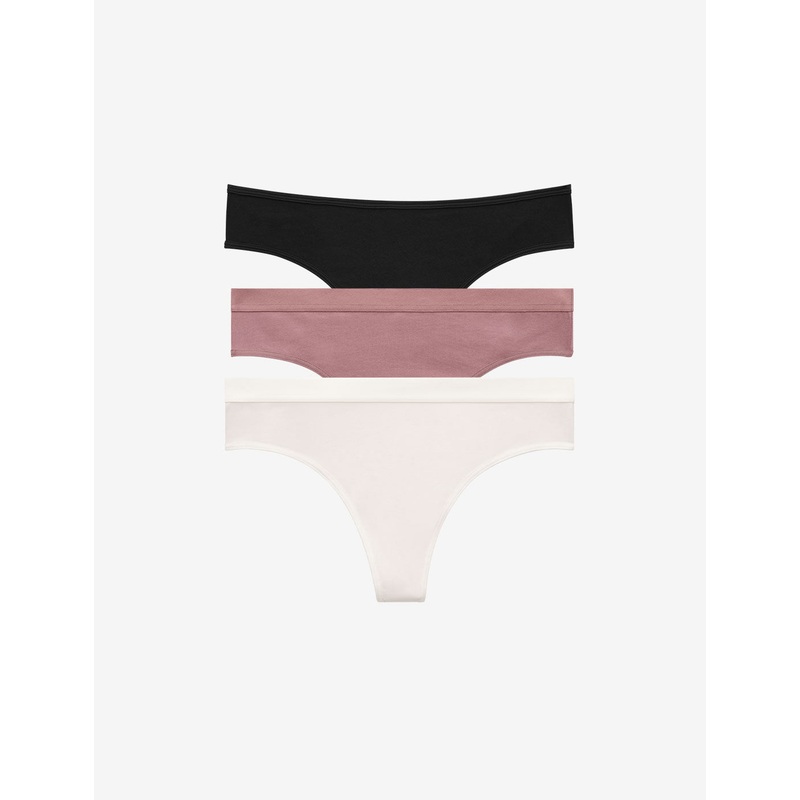 Organic Cloud Cotton Thong – 3 Pack black-twilight-ss XS