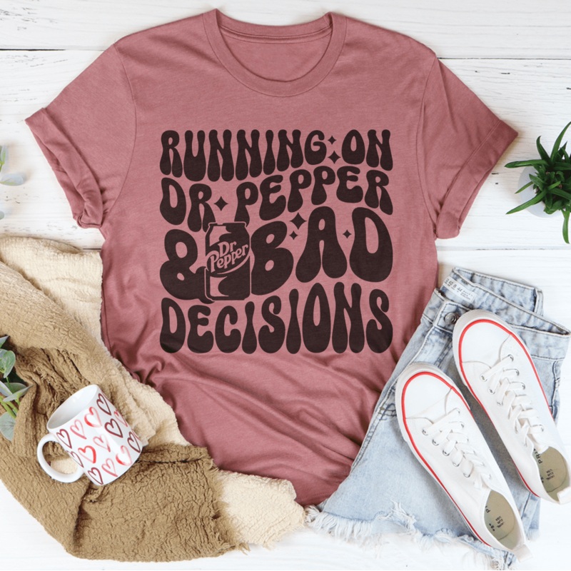 Running On Dr Pepper & Bad Decisions Tee Athletic Heather S