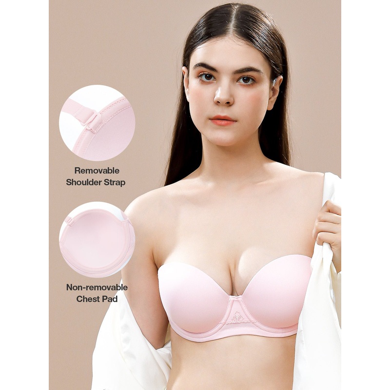 Strapless Bra Underwire Multiway Molded Cup Pink 32B/70B