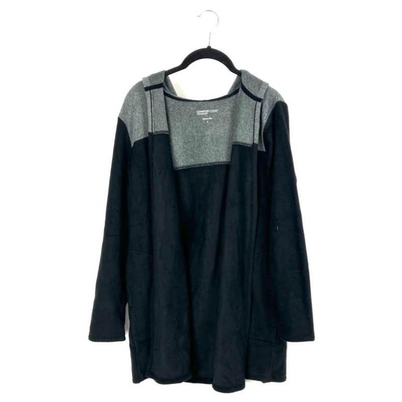 Black And Grey Fleece Cardigan – Size 6/8 Small (Size 6-8)