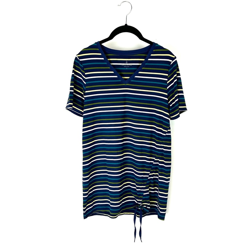 Blue, Green, And Yellow Striped Shirt – Small