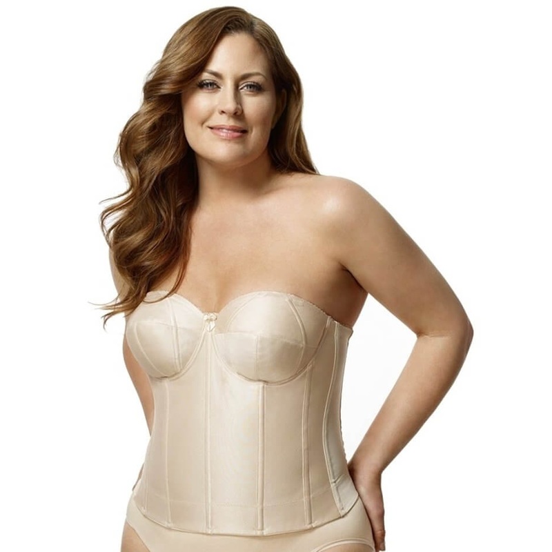 Elila Underwired Satin Strapless Longline – Nude 34B Nude