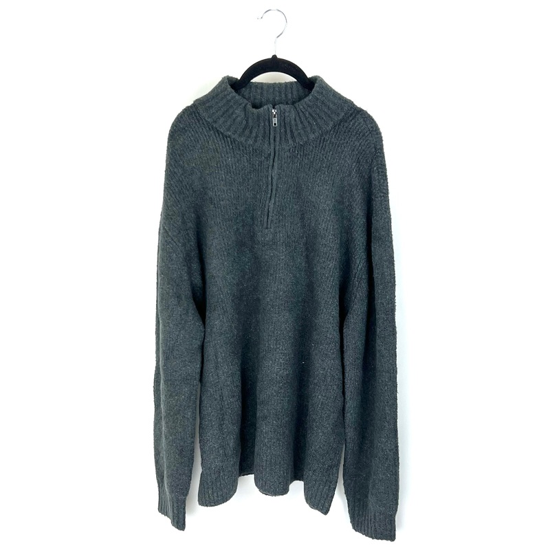 MENS Grey Half Zip Sweater – Medium – 3XL Medium Tall