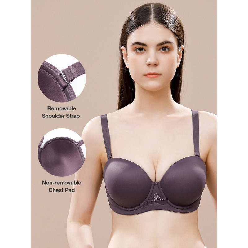 Strapless Bra Underwire Multiway Molded Cup Purple 32B/70B