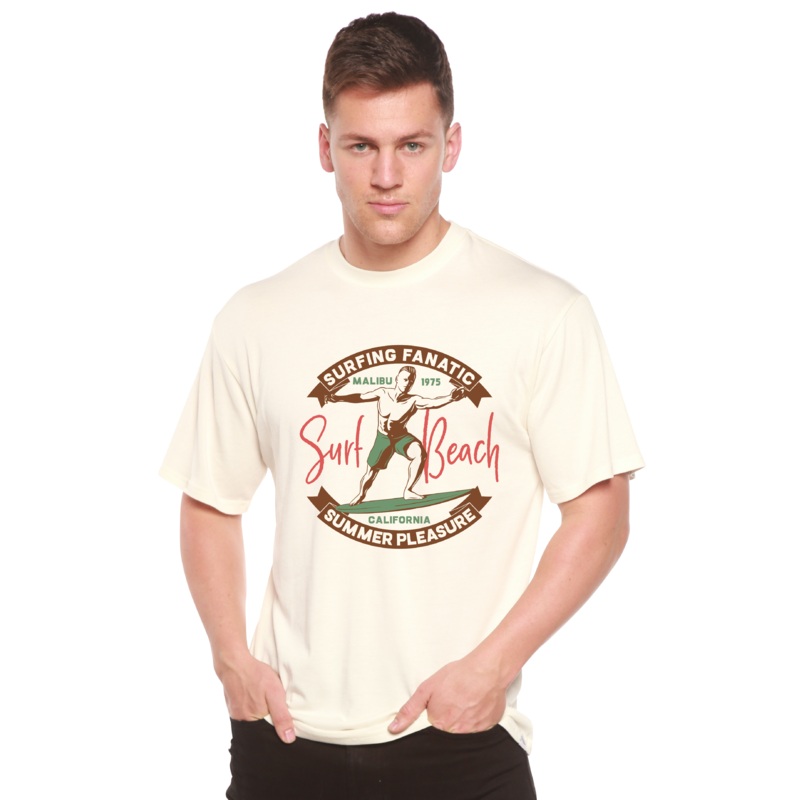 Surf Beach Men’s Bamboo Viscose/Organic Cotton Short Sleeve Graphic T-Shirt Medium Black