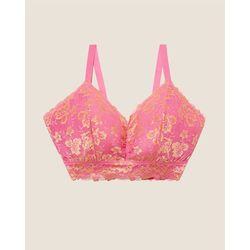 Ultra Curvy Longline Bralette Rani Pink /Gold XS