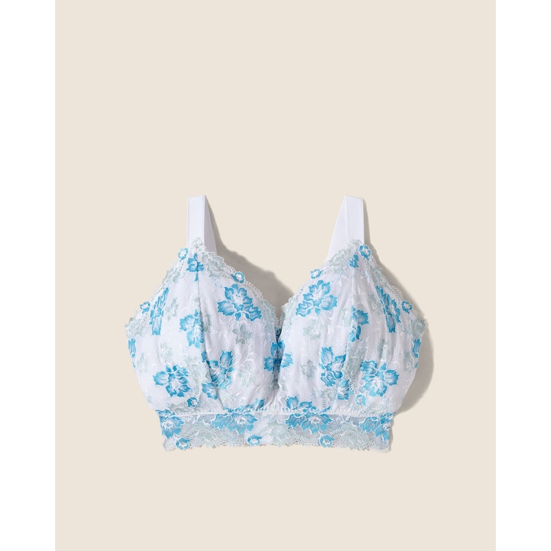 Ultra Curvy Longline Bralette White/Verde Umbria/Constance Blue XS