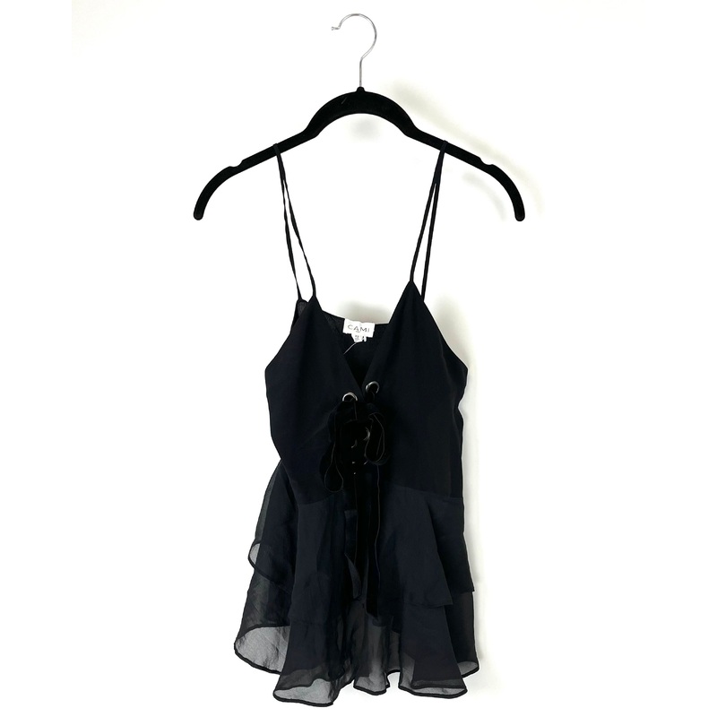 Black Ruffle Tie-Up Top – Size 0-2