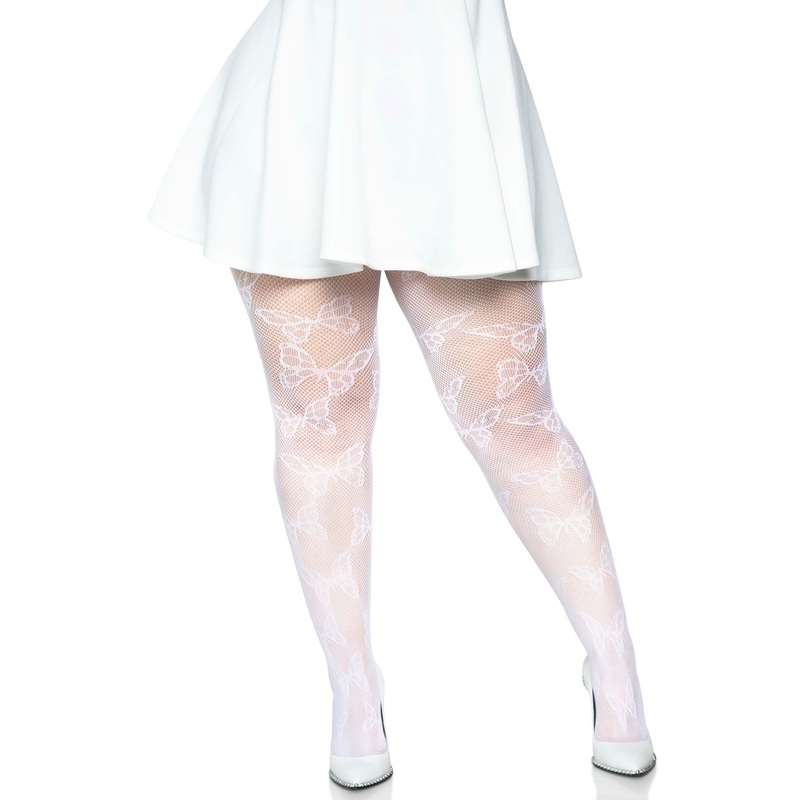 Butterfly Net Tights – 1x/2x – White