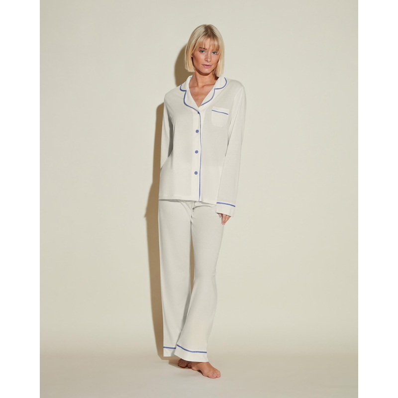 Ensemble Pyjama Haut  Manches Longues Et Pantalon Moon Ivory/Portofino Blue XS