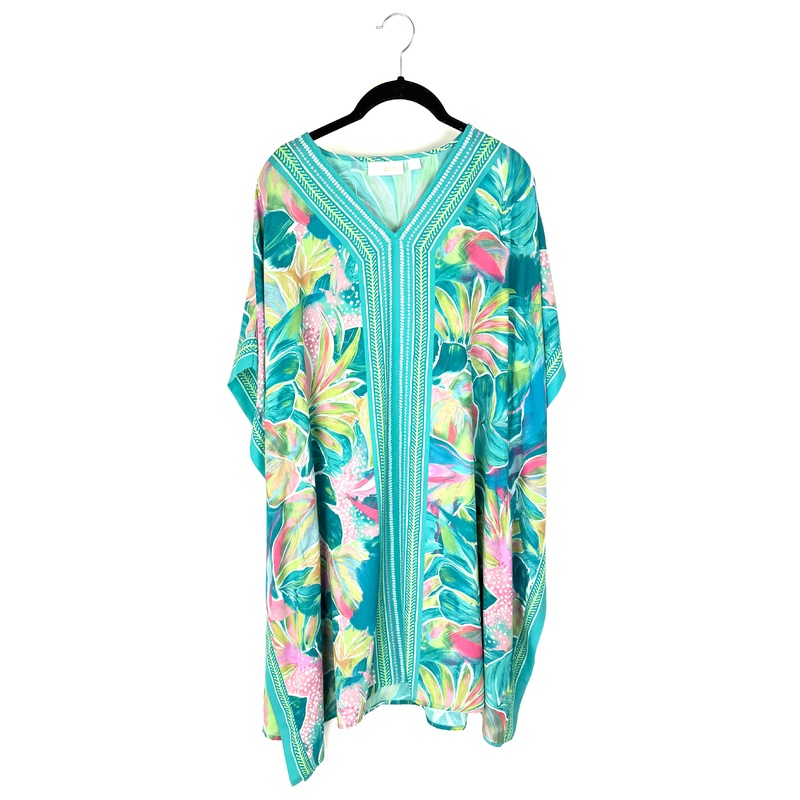 Green Floral Print Beach Cover Up – Size 6/8