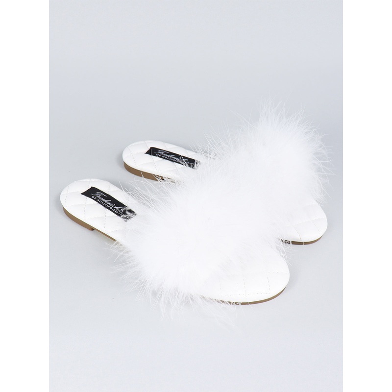 Maxim Feather Flat Sandal White 5.5