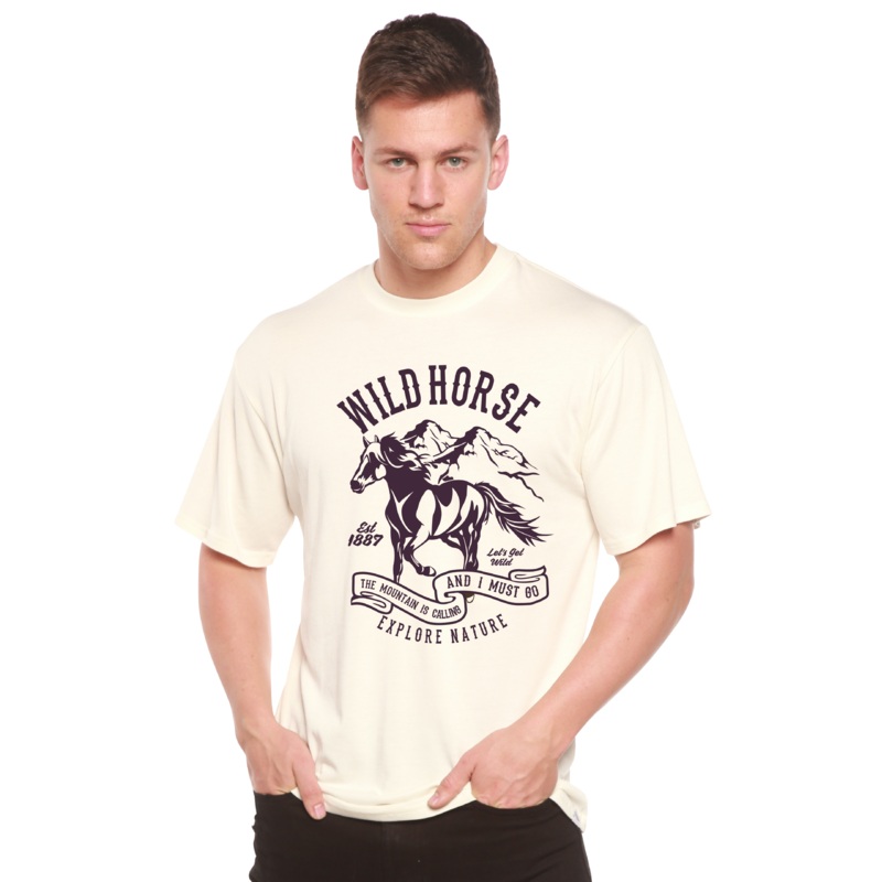 Wild Horse Spun Bamboo Men’s Bamboo Viscose/Organic Cotton Short Sleeve Graphic T-Shirt Medium Black