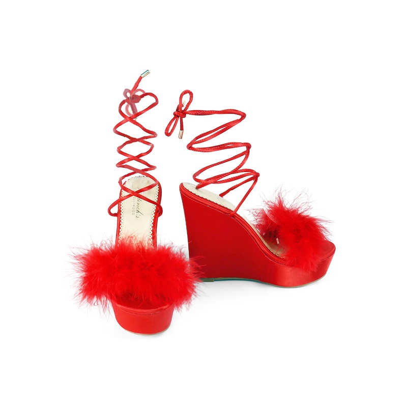Adriana Feather Wedge Red 5.5