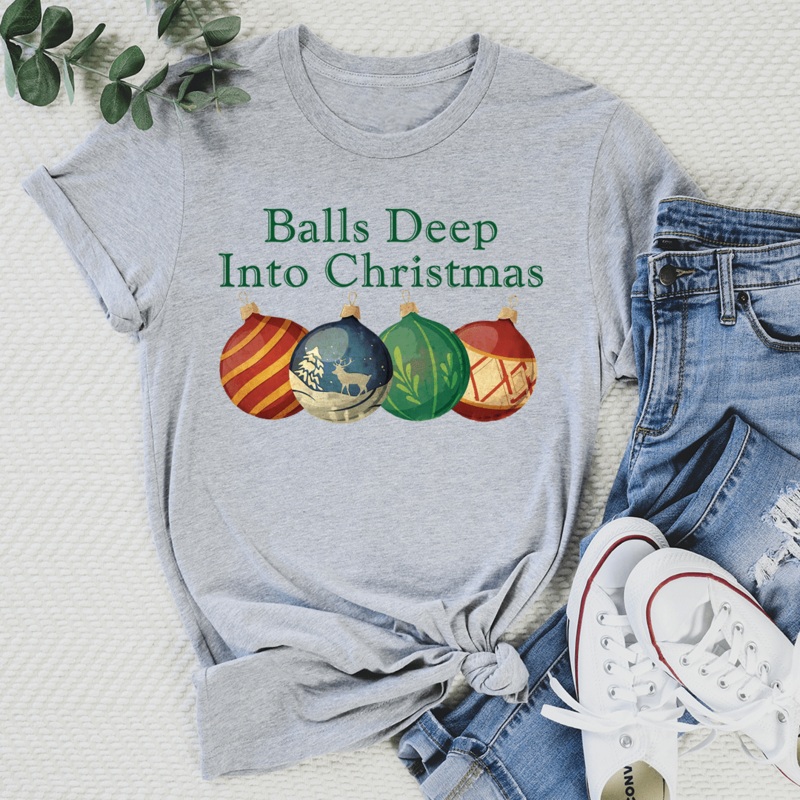 Balls Deep Into Christmas Tee Athletic Heather S