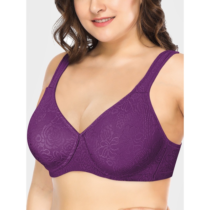 Full Coverage Wire-free Seamless Minimizer Bra Purple 36B/80B