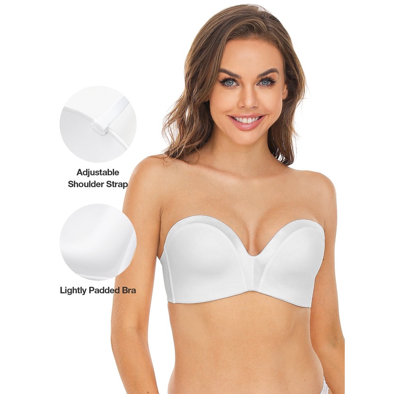 Strapless Wirefree Multiway Push Up Bra White 32B/70B
