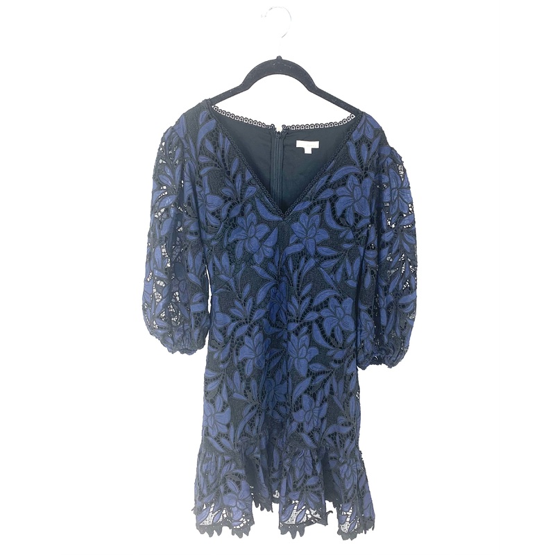 Black and Navy Floral Lace Dress- Size 4