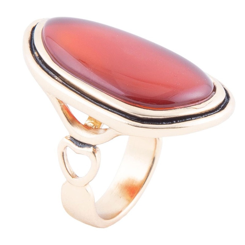 Orange Carnelian Golden Statement Ring 7