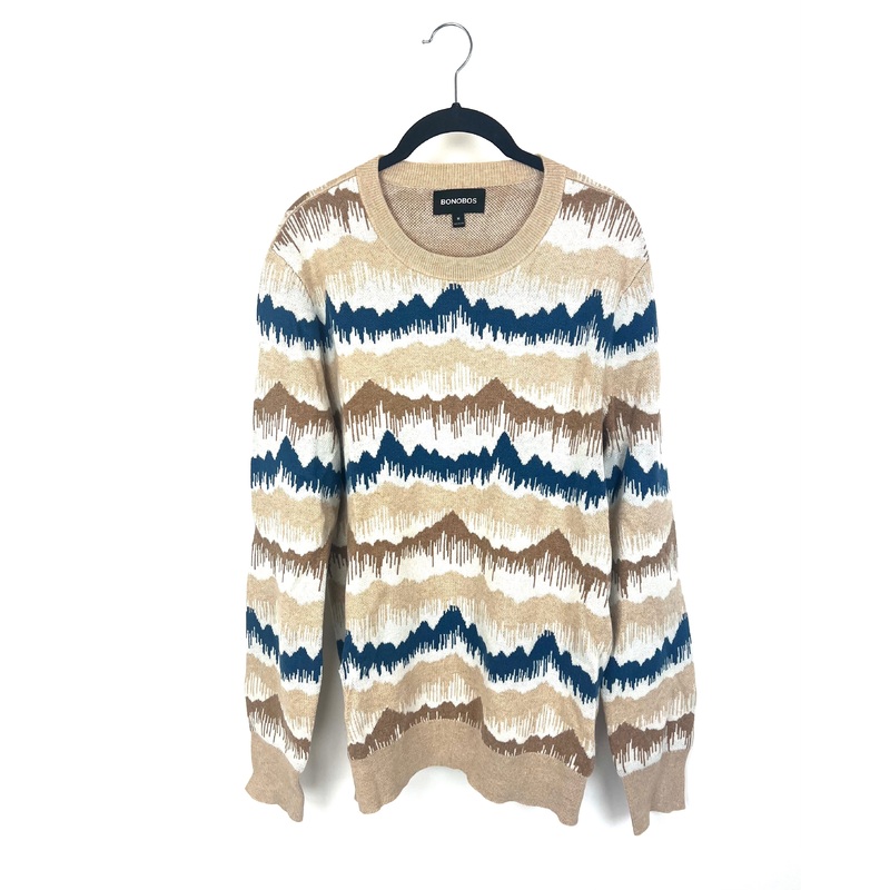 Tan Abstract Print Sweater – Unisex – Mens Medium / Womens Large