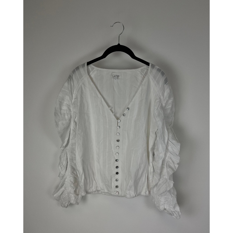 White Puffy Long Sleeve Top – Size 2-4