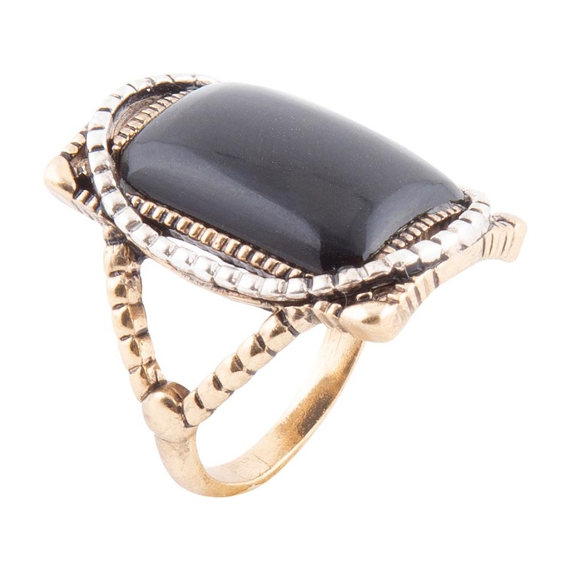 Black Onyx Mixed Metal Statement Ring 7