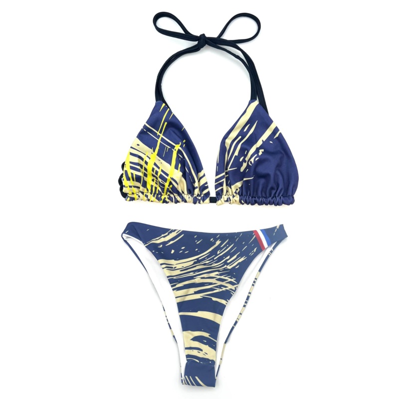 Blue And Yellow Cheeky Bikini Set – Small, Medium and Large Small (Size 2-4)