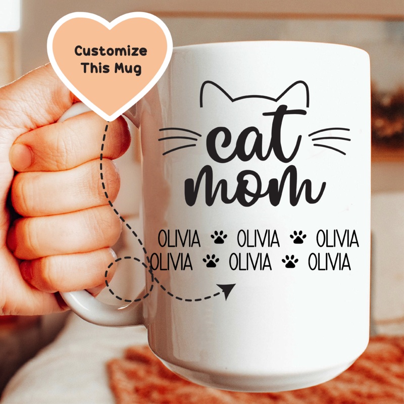 Cat Mom Custom Mug White 15 oz