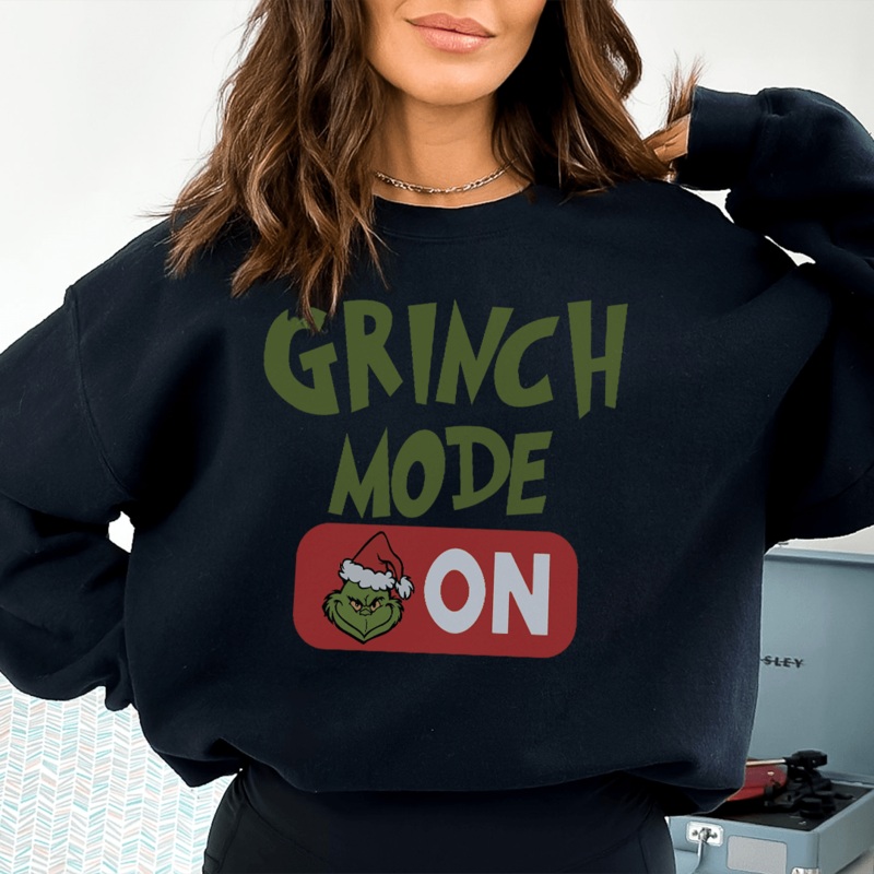 Grinch Mode On Sweatshirt S Sport Grey