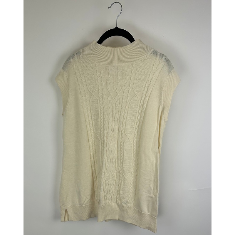 Ivory Cabled Mock Neck Sweater – Size 6/8
