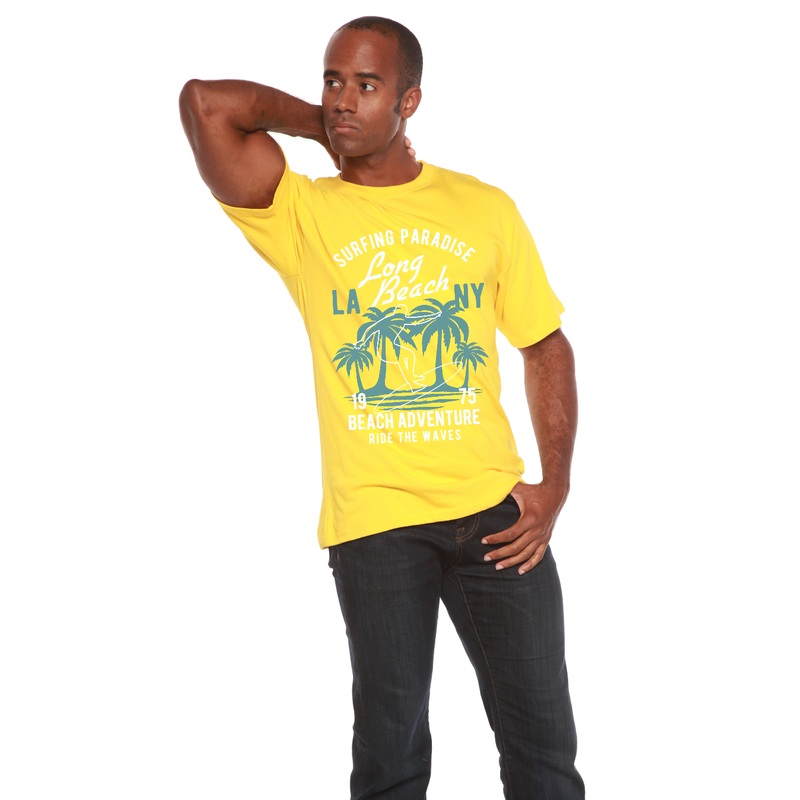 Long Beach Men’s Bamboo Viscose/Organic Cotton Short Sleeve Graphic T-Shirt Medium Black