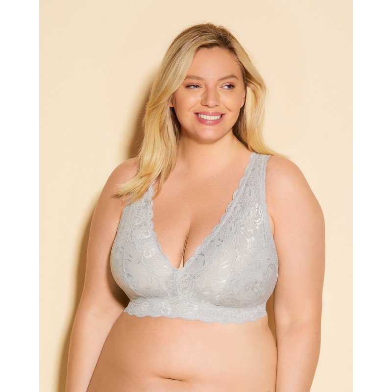 Ultra Curvy Plungie Longline Bralette Varanasi Gray XS