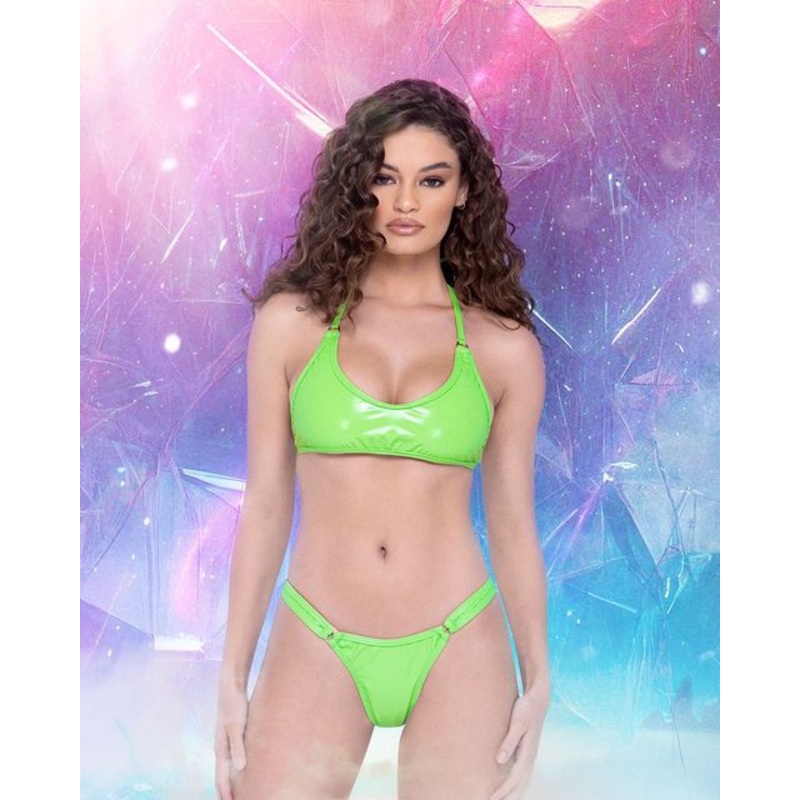 Vinyl Cropped Tie-Top Small Green