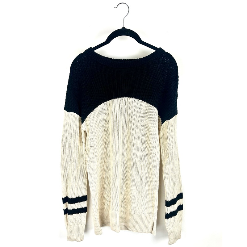 Black and Cream Colorblock Knit Sweater- Size 6
