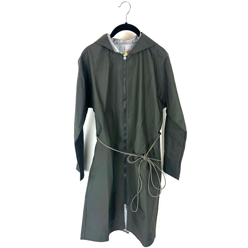 Dark Gray Long Raincoat With Bungee Belt – Size 2/4 and 10/12 Small (Size 2/4)