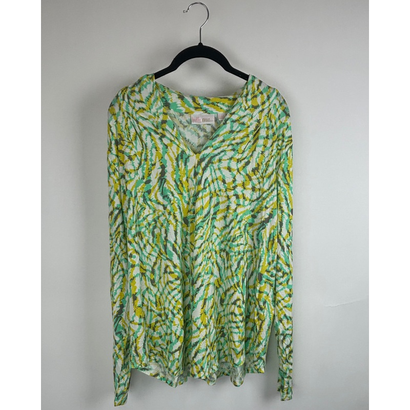 Mint Green and Yellow Abstract Line Pattern – Size 14/16