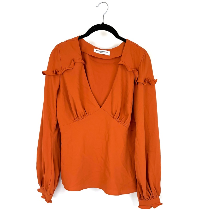 Orange V-Neck Ruffle Top – Size 4/6
