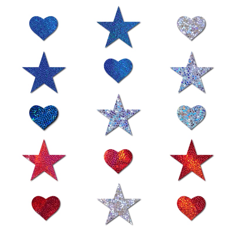 Pastease Confetti: Red, White & Blue Patriotic Baby Star Body Pasties by Pastease